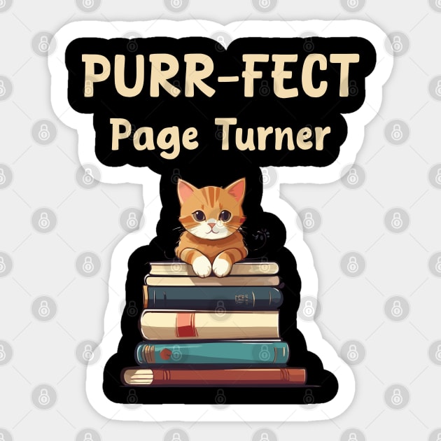 Purr-fect page turner for books and cats lover Sticker by Patterns-Hub